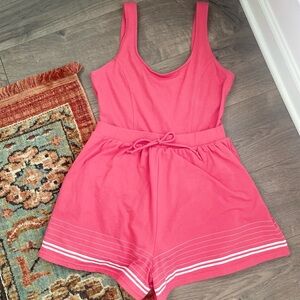 Vintage Pink Sun Streak Romper Swimsuit